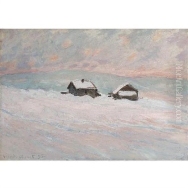 Les Maisons Dans La Neige, Norvege Oil Painting by Claude Oscar Monet