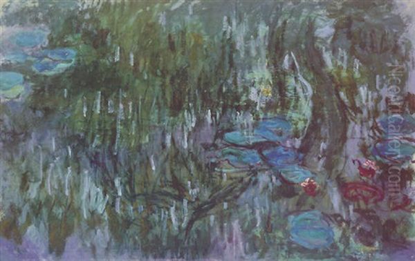 Nympheas, Reflets De Saule Oil Painting by Claude Monet