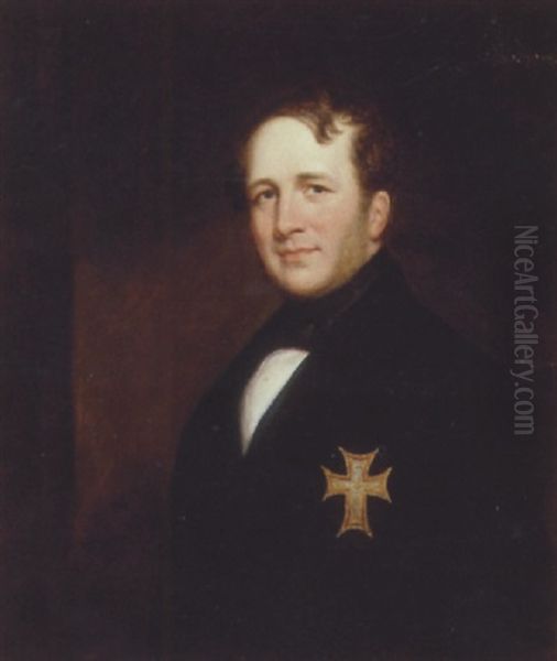 Portraet Af Diplomat Christian Bille Oil Painting by David Monies