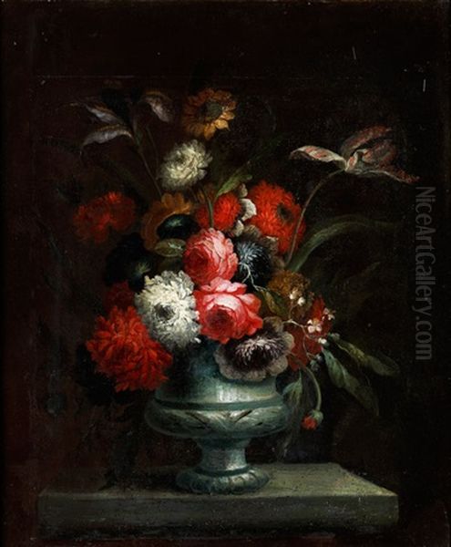 Stillleben Mit Blumenbouquet Oil Painting by Antoine Monnoyer