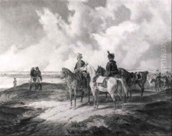 Napoleon I. Bei Einer Recognoszierung Oil Painting by Dietrich Monten