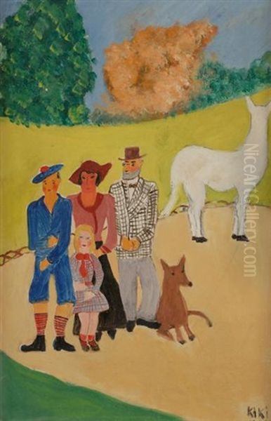 La Famille Ecossaise, 1929 Oil Painting by Kiki de Montparnasse