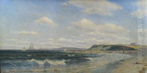 Sailboats On The Coast Oil Painting by Evelyn Bicknell