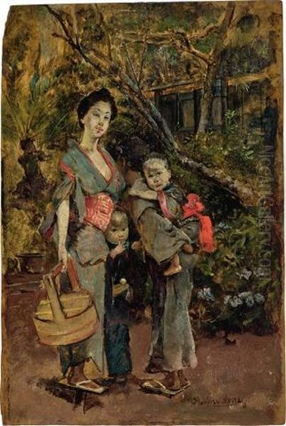 On The Way To The Well Oil Painting by Harry Humphrey Moore