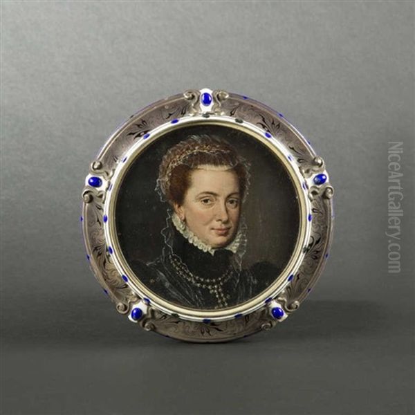 Portrait De Marguerite De Parme (1522-1586) Oil Painting by Antonis Mor Van Dashorst
