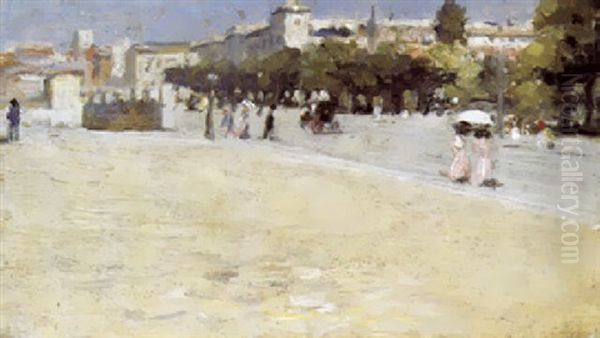 Paris Street Scene Oil Painting by Francis Luis Mora