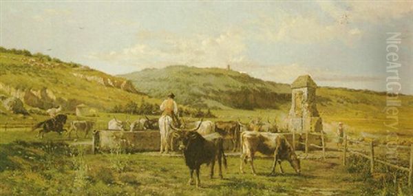Abrevadero Oil Painting by Tomas Moragas Torras