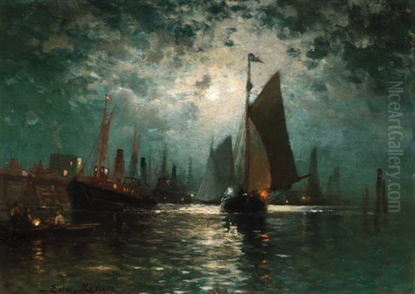 Moonlight Oil Painting by Edward Moran