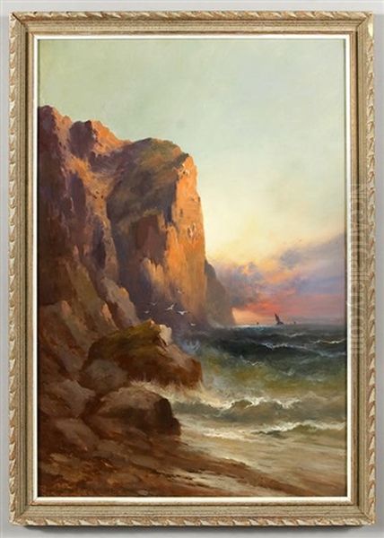 A Coastal View Oil Painting by Edward Moran