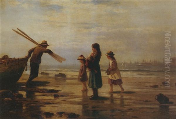 The Departure (waiting For Dad) Oil Painting by Edward Moran
