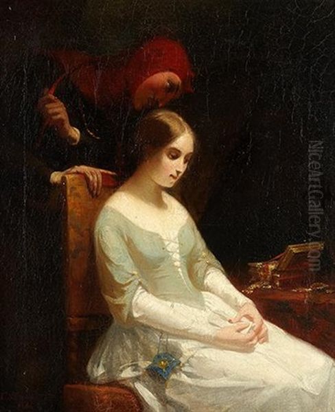 Marguerite Et Mephistopheles Oil Painting by Charles Florent Leon Moreaux