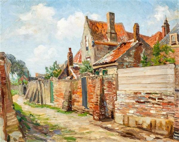 Back Alley, Veere Oil Painting by Willem Ferdinand Abraham Isaac (Vaarzon) Morel