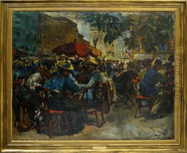 Marienplatz, Munich Oil Painting by Willem Ferdinand Abraham Isaac (Vaarzon) Morel