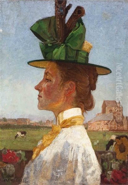 Portrait Of My Wife Oil Painting by Willem Ferdinand Abraham Isaac (Vaarzon) Morel