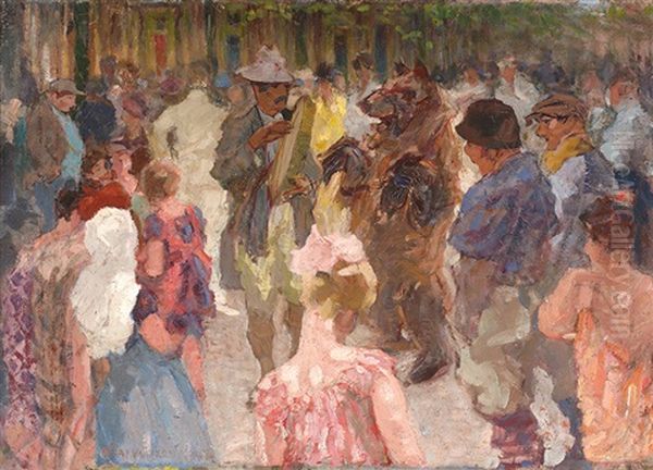 A Pleasant Day On The Square Oil Painting by Willem Ferdinand Abraham Isaac (Vaarzon) Morel