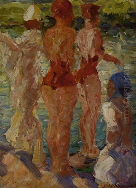 Bathing Ladies Oil Painting by Willem Ferdinand Abraham Isaac (Vaarzon) Morel