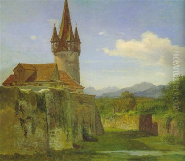 Der Diebsturm Zu Lindau Oil Painting by Christian Ernst Bernhard Morgenstern