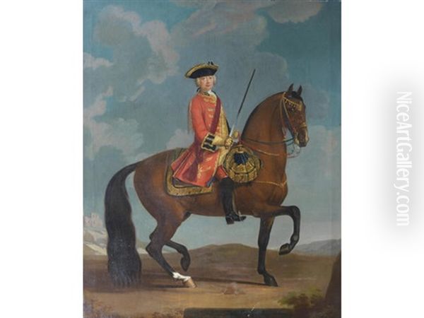 Equestrian Portrait Of John Jeffreys Oil Painting by David Morier