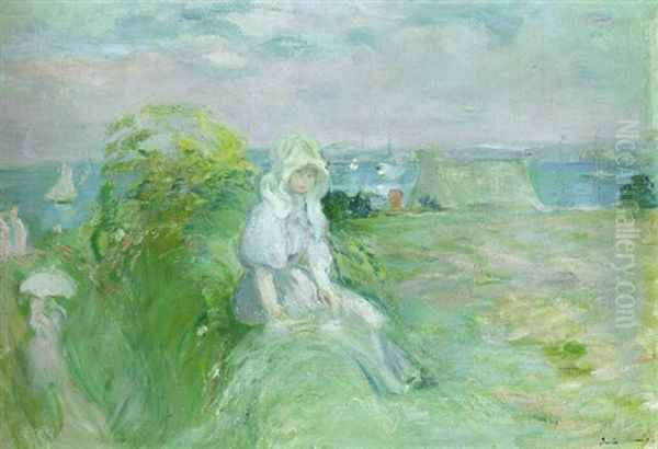 Sur La Falaise Au Portrieux Oil Painting by Berthe Morisot