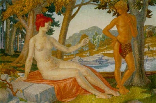 Venus And Cupid Oil Painting by Harry Morley
