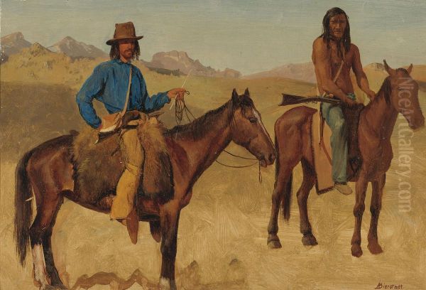Trapper And Indian Guide On Horseback Oil Painting by Albert Bierstadt