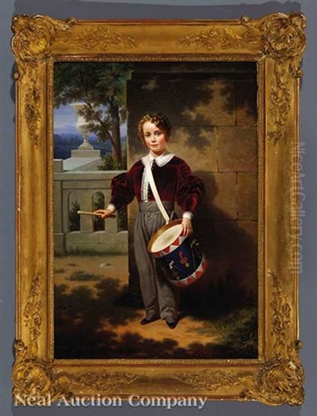 Girl In A Library With A Dog Oil Painting by Aime-Nicolas Morot