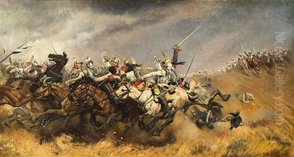 Choc De Cavalerie Oil Painting by Aime-Nicolas Morot