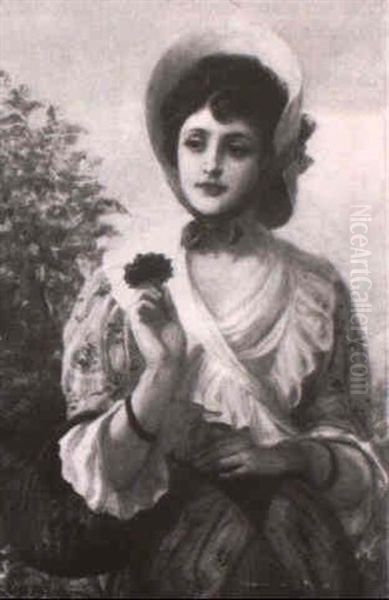 Portrait De Jeune Femme Au Panier Oil Painting by Philip Richard Morris