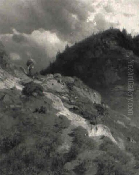 Auf Der Rieder Alp Oil Painting by Adolf Mosengel