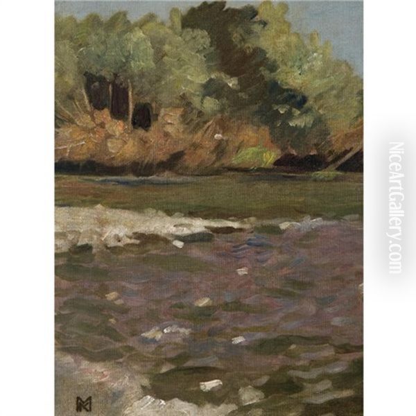 Der Wienfluss Bei Purkersdorf Oil Painting by Kolo Moser