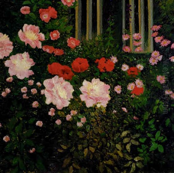 Garten Mit Pfingstrosen Und Mohnblumen Oil Painting by Koloman (Kolo) Moser