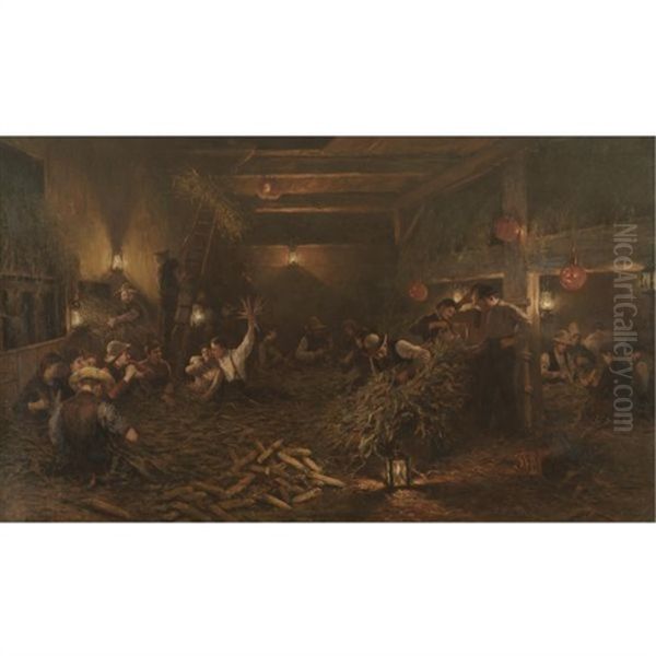 The Husking Bee Oil Painting by Gustave Henry Mosler