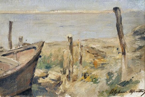 Sudfranzosische Strandpartie Mit Boot Oil Painting by Jean Joseph Marie Alphonse Moutte