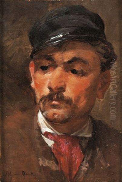 Bildnis Eines Jungen Mannes Mit Kappe Oil Painting by Jean Joseph Marie Alphonse Moutte
