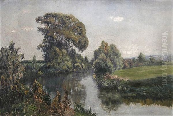 Fluslandschaft Oil Painting by Eduard Josef Mueller