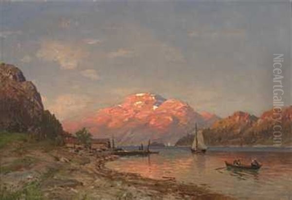 Midnattsol Oil Painting by Morten Mueller