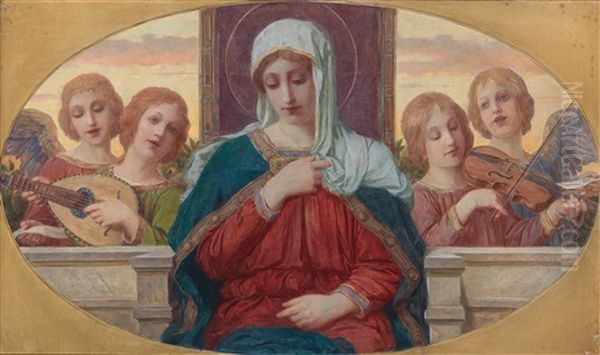 Madonna Mit Musizierenden Engeln Oil Painting by Victor Mueller-Garanta