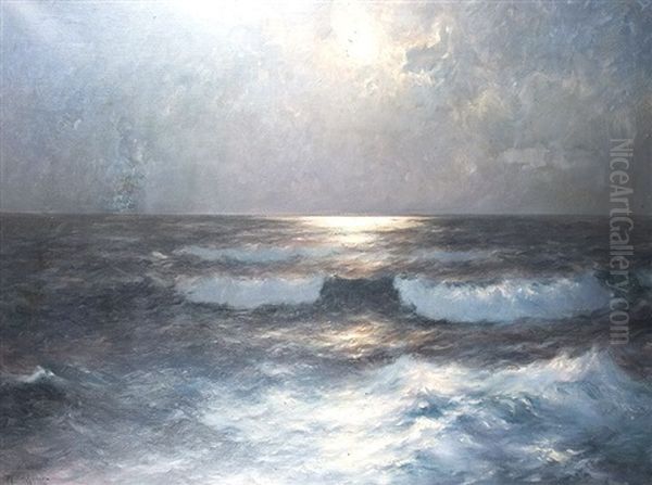 Mondnacht Am Meer Oil Painting by Franz Mueller-Gossen