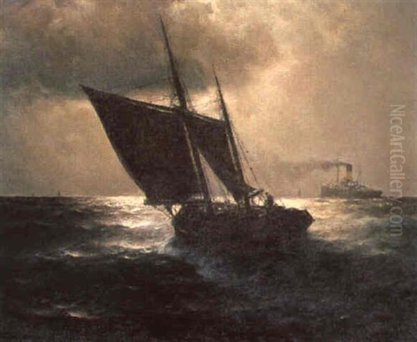 Marine Oil Painting by Franz Mueller-Gossen