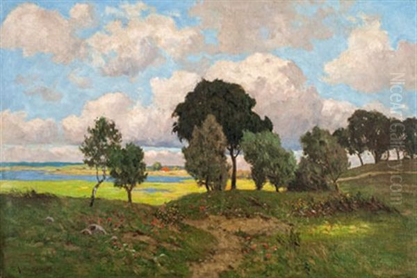 Sommerliche Boddenlandschaft Oil Painting by Paul Mueller-Kaempff