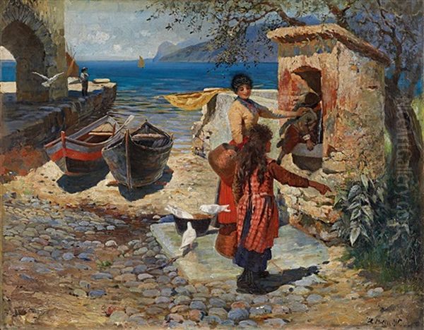 An Der Italienischen Kuste Oil Painting by Heinrich Muller-Wachenfeld
