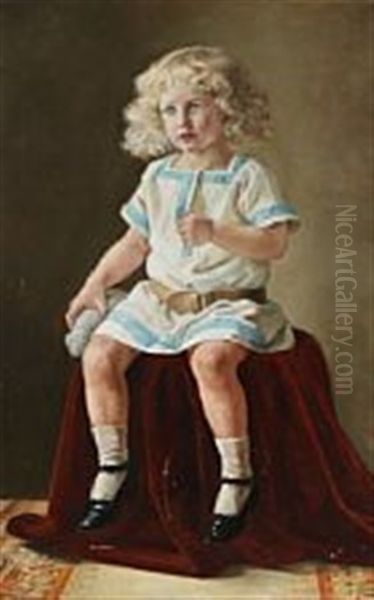 Portrait Of Alf Henningsen Three Years Old Oil Painting by Emilie (Caroline E.) Mundt