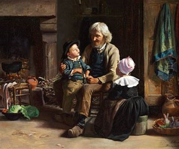 Interior Fra Bretagne Oil Painting by Emilie (Caroline E.) Mundt