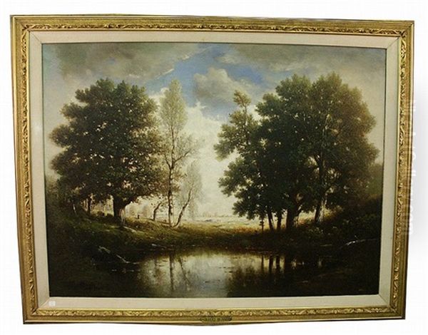 Landscape With Pond Oil Painting by Gilbert Davis Munger