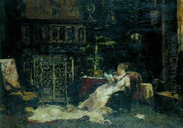 Lecture Dans Le Grand Salon Oil Painting by Mihaly Munkacsy