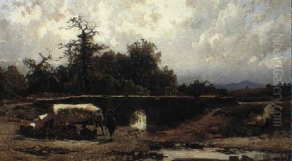 A Gypsy Encampment Oil Painting by Mihaly Munkacsy