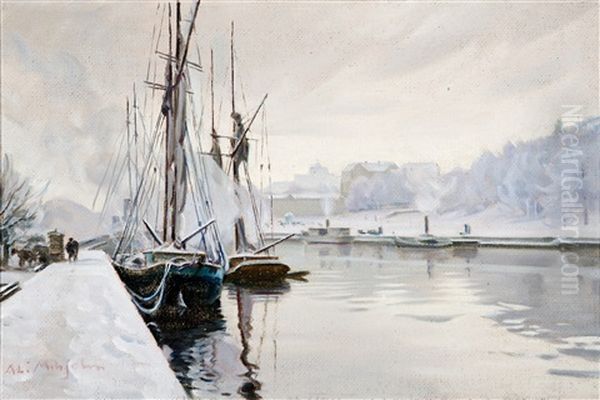 Aurajoki River Oil Painting by Ali Munsterhjelm