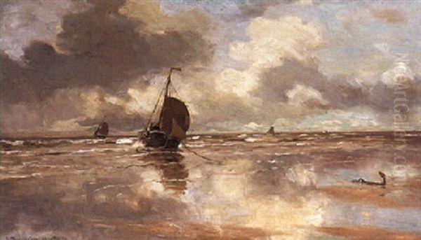 A Beached Bomschuit Oil Painting by Gerhard Arij Ludwig Morgenstjerne Munthe