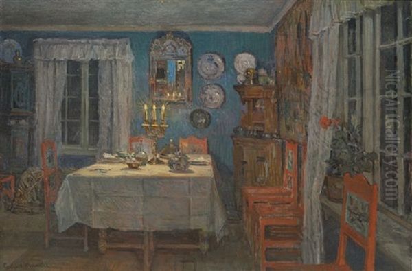 Den Bla Stuen I Munthes Hjem, Leveld, Tidlig 1900-tallet Oil Painting by Gerhard Munthe