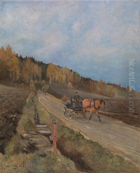 Pa Vei I Hest Og Vogn Oil Painting by Gerhard Peter Franz Vilhelm Munthe